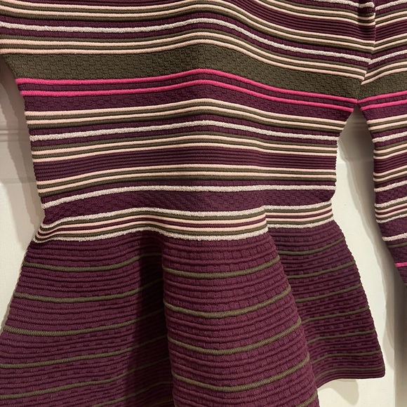 NWT TED BAKER LONDON Leytina Stripe Peplum Sweater In Plum Size 0 = US 0-2 - Picture 4 of 6